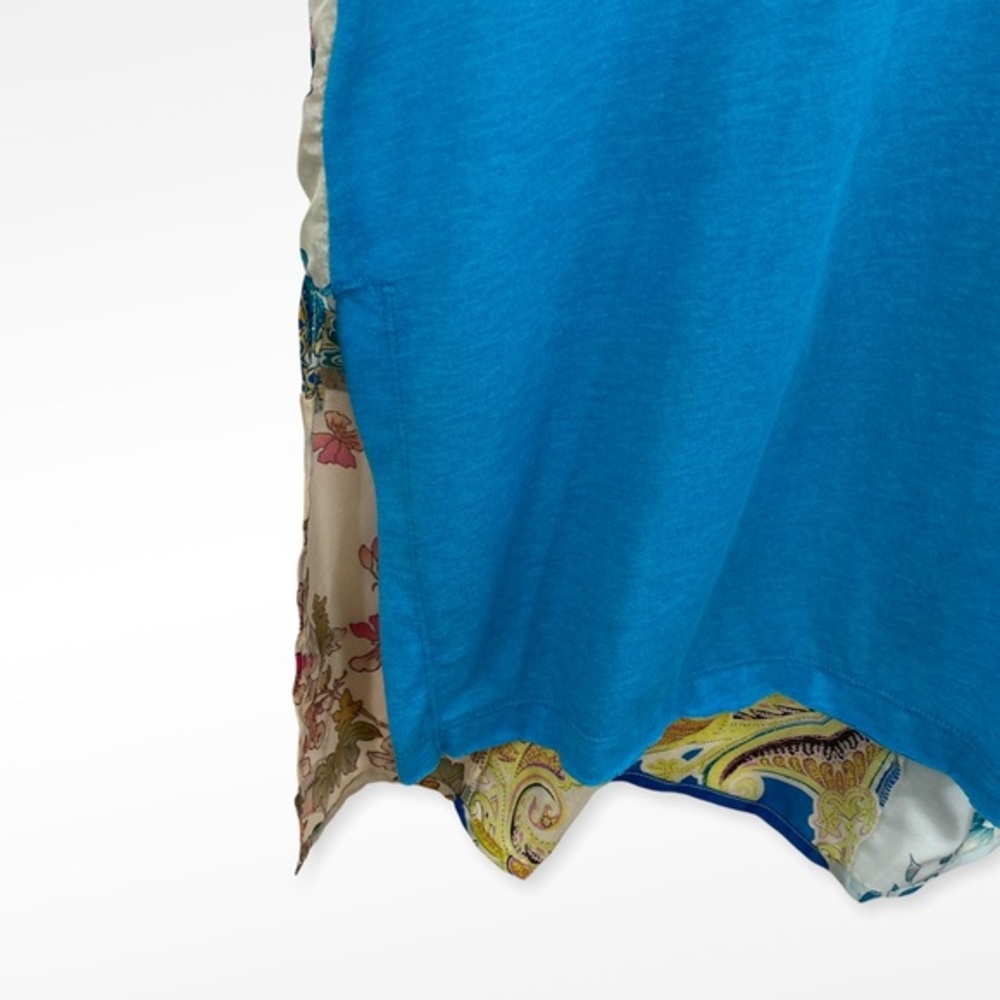 Johnny Was Blue Patchwork Printed Back Flowy Shor… - image 4